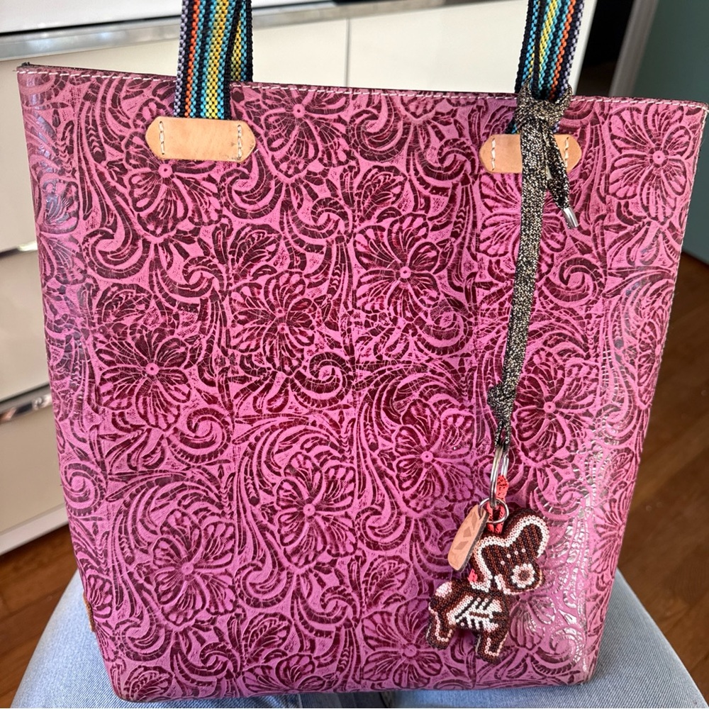 Consuela Pink Floral Embossed Tote